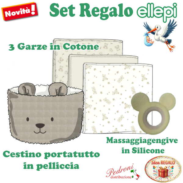 ELLEPI SET REGALO Cestino-Garze-Massaggia Gengive CR1035 Beige